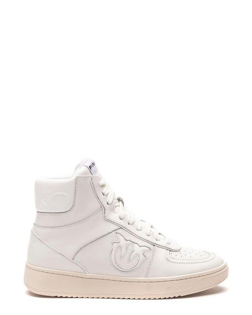 Pinko White Logo Patch Lace-up Sneakers