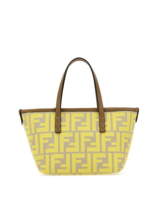 Fendi Yellow Embroidered Fabric Mini Roll Handbag