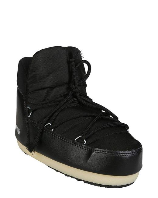 Moon Boot Black Logo Printed Round Toe Boots