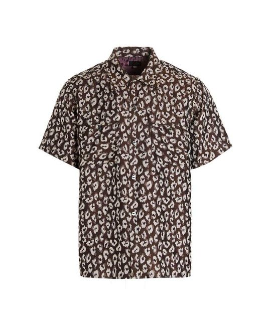 Needles Multicolor Leopard Pattern Short Sleeved Shirt for men