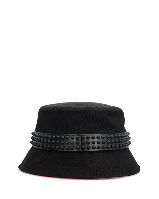 Christian Louboutin Black Bobino Spikes Bucket Hat for men