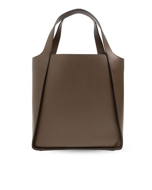 Stella McCartney Brown Logo-perforated Top Handle Bag