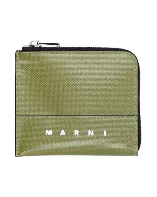 Marni Green Zip Wallet for men