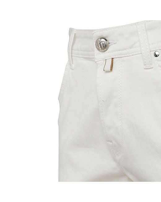 Jacob Cohen White Logo-patch Slim-cut Jeans for men