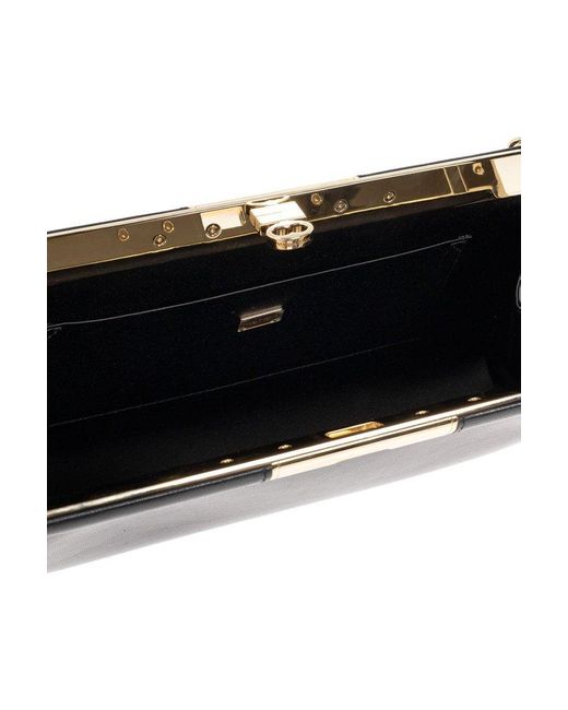 Dolce & Gabbana Black Leather Shoulder Bag With Twist Closure