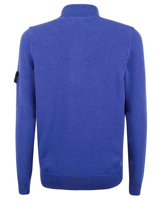 Stone Island Logo Patch Long sleeved Jumper in Blue for Men Lyst