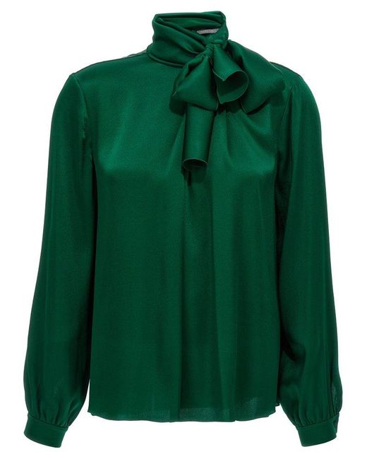 Alberta Ferretti Green Satin Blouse Shirt, Blouse