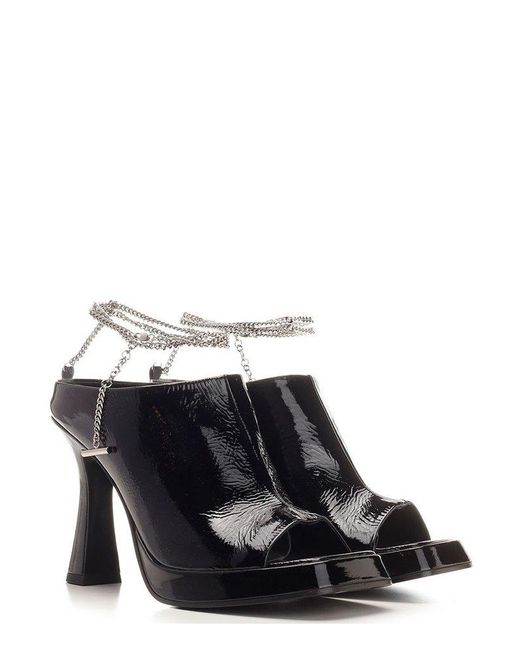 Alexander McQueen Black Ankle Chain Strap Sandals