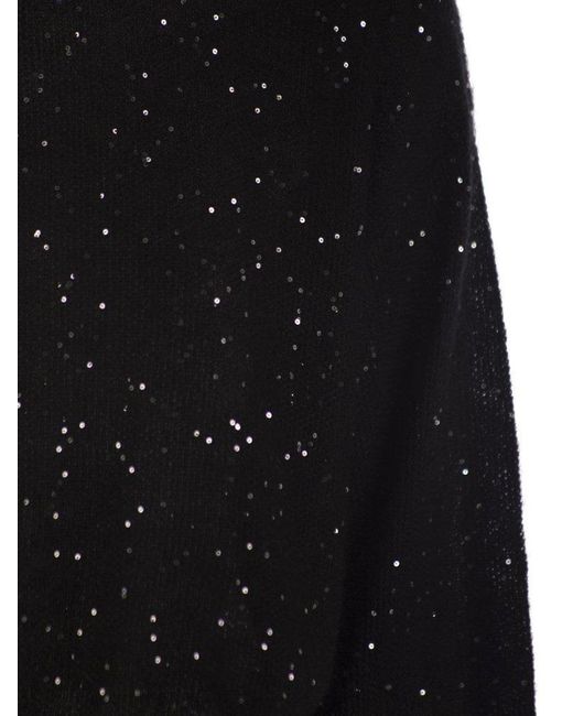 Fabiana Filippi Black Mohair Sweater With Micro Sequins