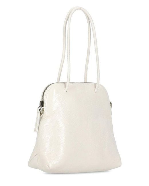 Uma Wang White Logo Embossed Zipped Tote Bag