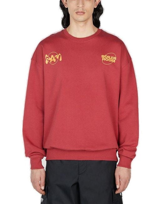 Pam Red X Boiler Room Logo Printed Crewneck Sweatershirt
