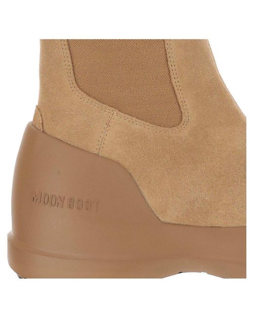 Moon Boot Brown Luna Logo-Printed Slip-On Boots