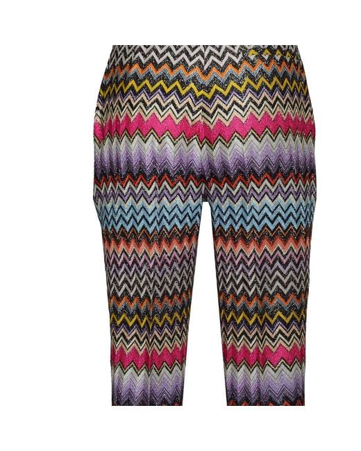 パンツ Missoni Multicolored Chevron Print Lame Thread Viscose Capri Missoni Multicolored Chevron Print Lamé Thread Viscose Capri