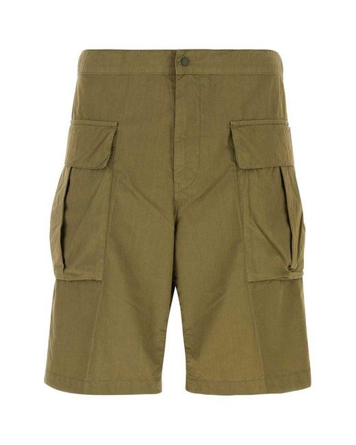 Aspesi Green Buttoned Straight-leg Cargo Shorts for men