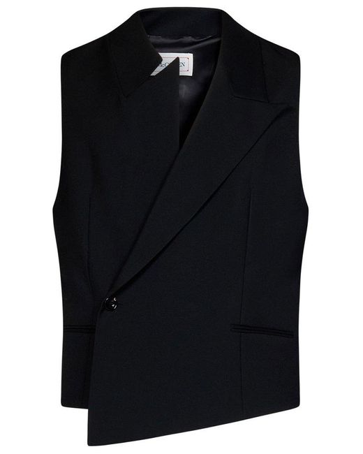 Alexander McQueen Black Asymmetric Waistcoat Vest for men
