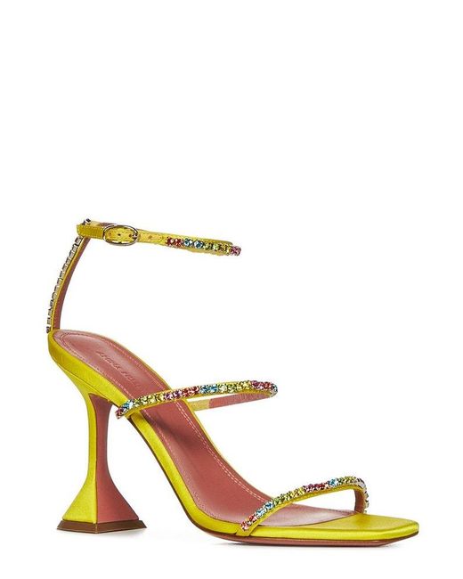 AMINA MUADDI Yellow Gilda 95 Embellished Pvc Sandals