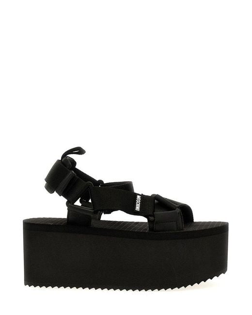 Moschino Black Logo Detailed Platform Sandals