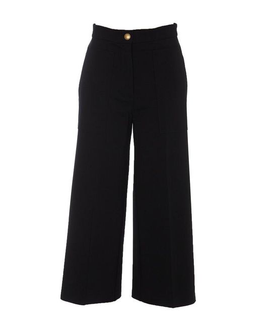 Pinko Cotton Wide-leg Cropped Trousers 