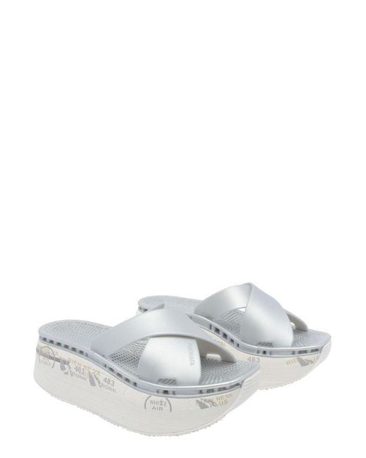 Premiata White Moura Slip-On Platform Sandals