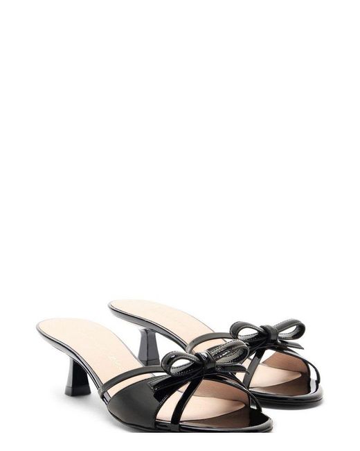 Stuart Weitzman Black Felicity Bow-Detailed Sandals