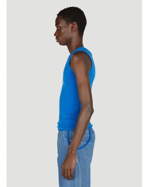 Mainline:RUS/Fr.CA/DE Blue Asymmetric Sleeveless Top