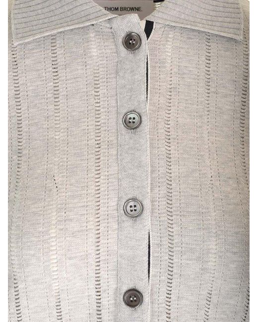 Thom Browne White Buttoned Cardigan