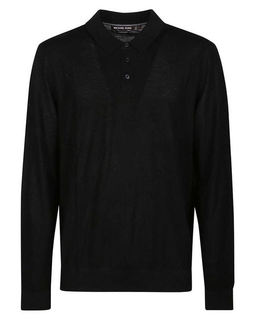 Michael Kors Black Core Long Sleeve Polo Shirt for men