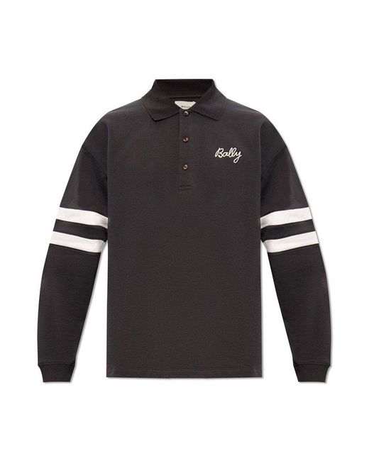 Bally Black Polo Shirt With Long Sleeves, for men