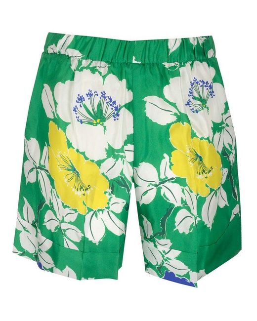 P.A.R.O.S.H. Green Floral Printed Shorts