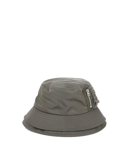 Sacai Gray Pocket Detailed Bucket Hat for men
