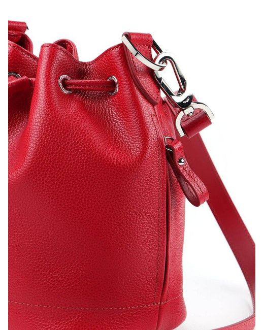 Longchamp Leather Le Foulonné Small Bucket Bag in Red | Lyst