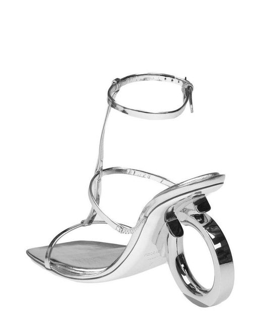 Ferragamo Metallic Elina Gancini Heeled Sandals