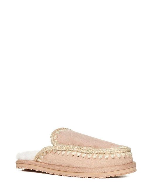 Mou Pink Full Eskimo Stitch Slippers