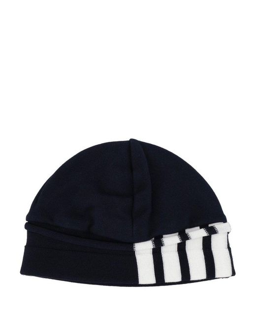 Thom Browne Blue Classic Jersey 4-Bar Loopback Beanie for men
