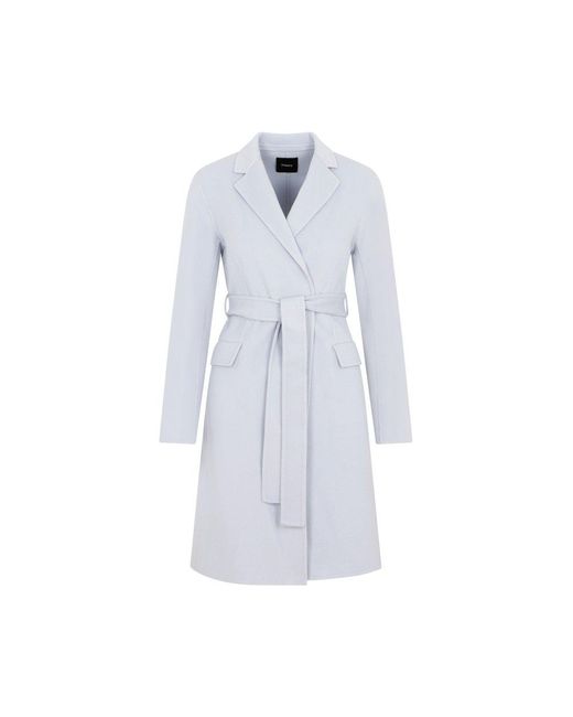 Theory Blue Wrap Coat In Double-face Wool-cashmere