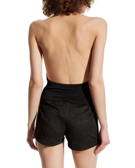 M I S B H V Black Backless Top
