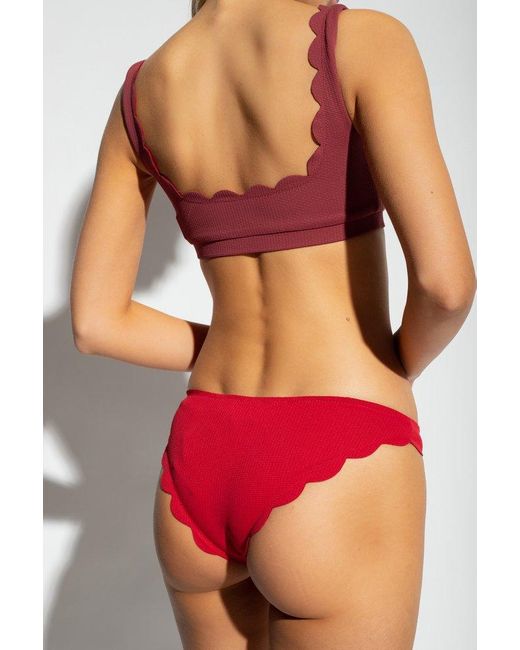 Marysia Swim Red Scalloped Edge Activewear Set