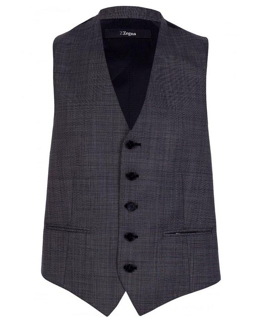 Zegna Blue Z Buttoned Tailored Waistcoat for men