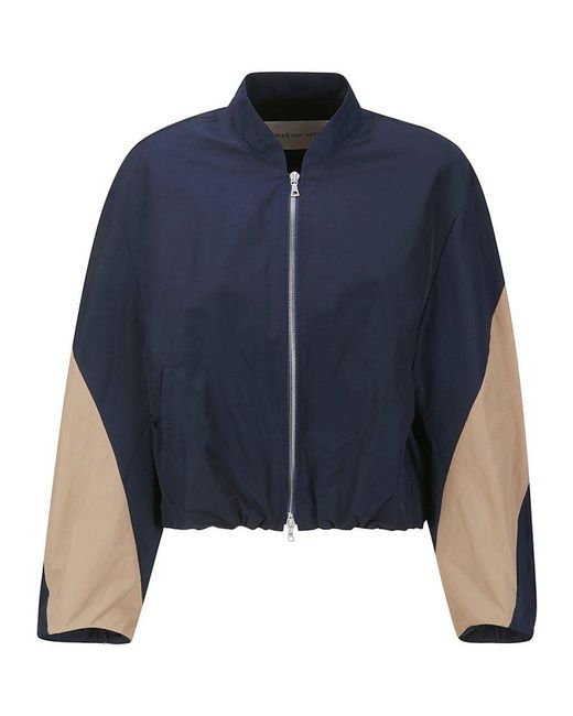 Dries Van Noten Blue Panelled Zipped Jacket