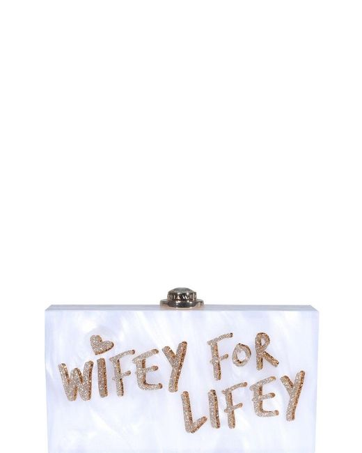 Sophia Webster White Wifey For Lifey Chained Clutch Bag