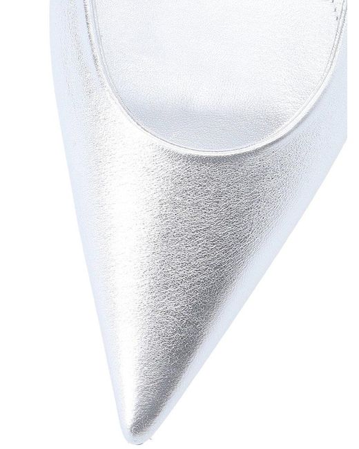 3Juin White Ankle Strap Wedge Pumps