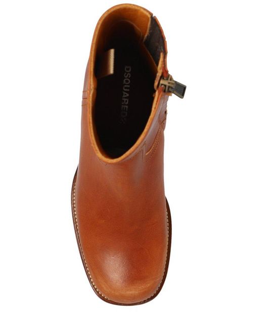 DSquared² Brown Zipped Ankle Boots for men