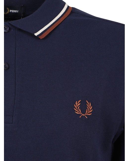 Fred Perry Blue Twin Tipped Short-sleeved Polo Shirt for men