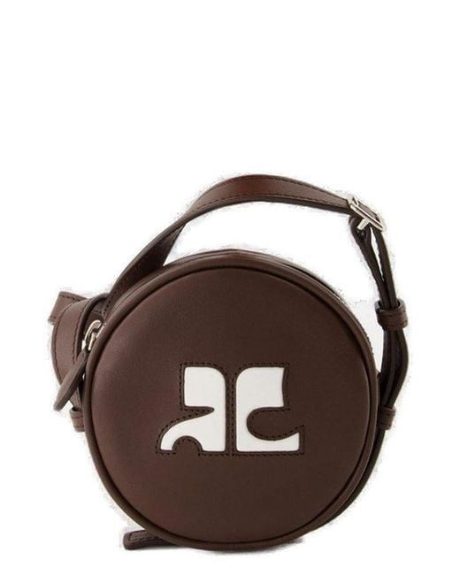 Courreges Brown Reedition Mini Circle Bag