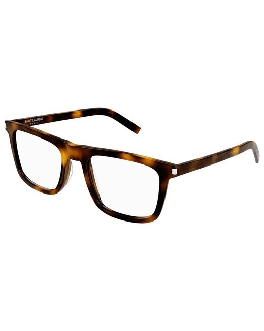 Saint Laurent Brown Rectangular Frame Glasses for men