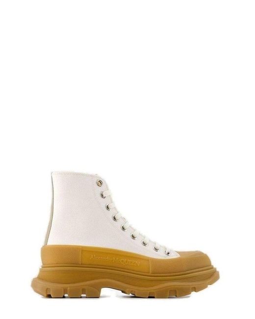 Alexander McQueen White Tread Ankle Boots