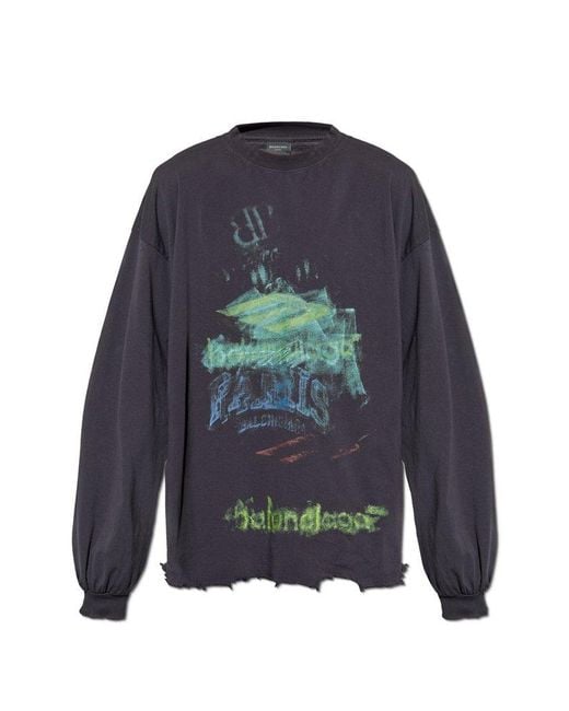 送料込+BALENCIAGA+Diy Imprint Cropped ロングスリーブ Tシャツ ホワイト の ウィメンズ DIY Imprint Cropped ロングスリーブ T