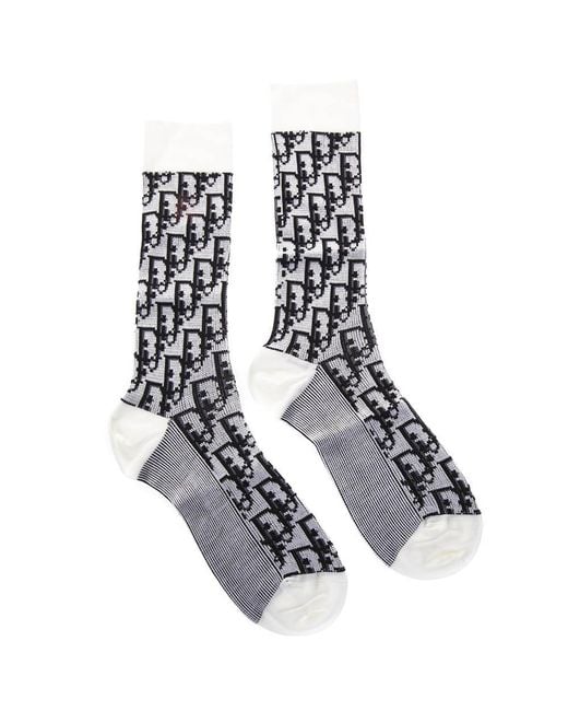 Dior Homme Gray All Over Logo Print Socks for men