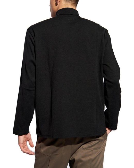 Lanvin Black Logo Embroidered Roll Neck Jumper for men