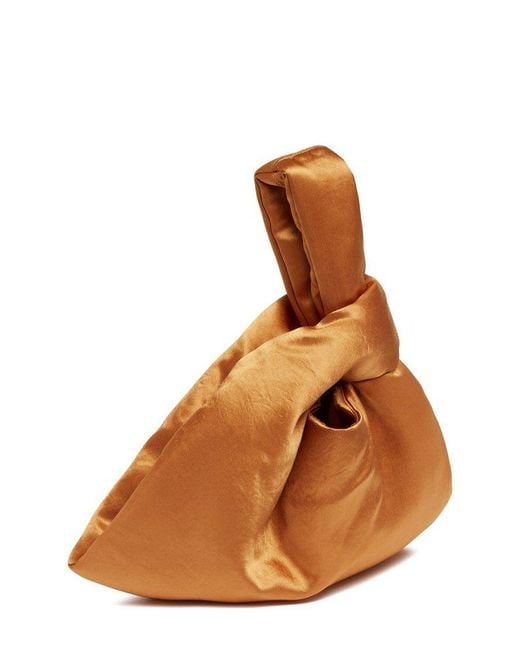 Nanushka Brown Jen Crinkled Satin Clutch Bag